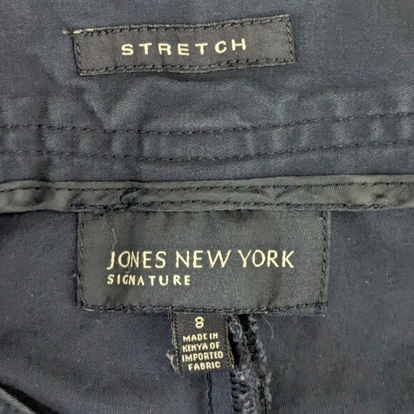 JONES NEW YORK Stretch Navy Blue Mid-Rise Front Zip Crop Pants; Size 8 - Picture 3 of 4